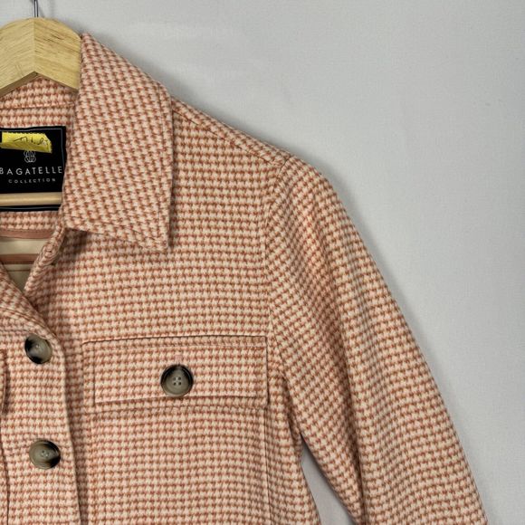 Bagatelle Suede Button Up Shacket Pink Chore Jacket Womens Size XS Houndstooth - Picture 4 of 12